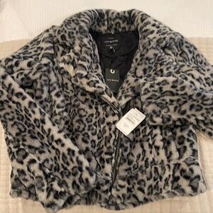 Lucky Brand Grey Leopard Moto Jacket